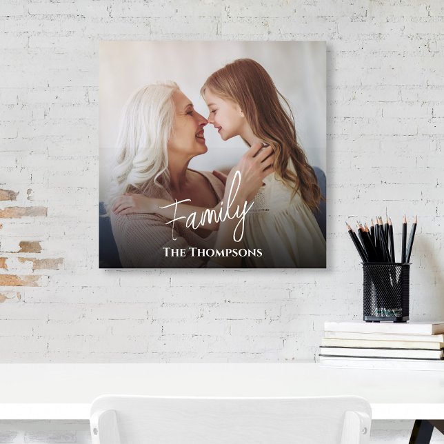 Family Calligraphy Script Photo Template (Simple calligraphy script family photo poster template.)