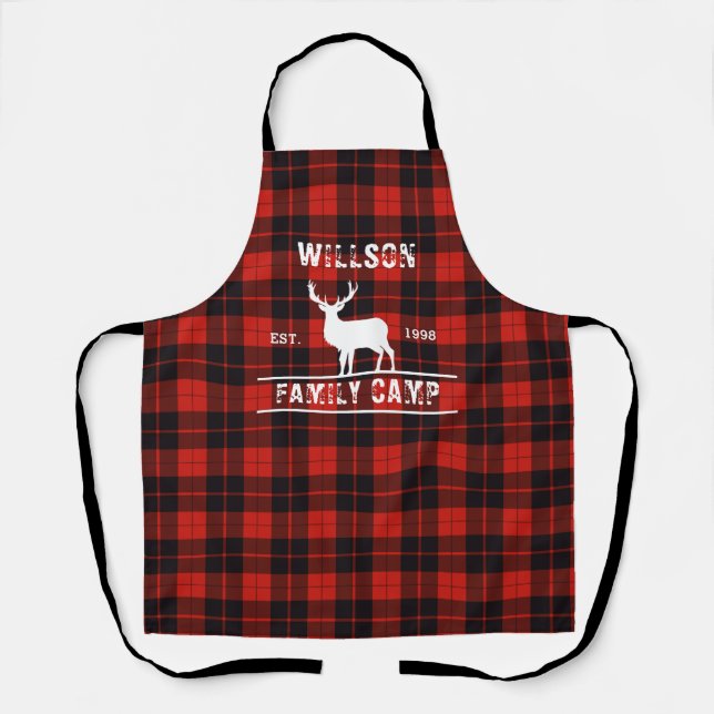 Family camp Cunningham Scottish tartan black red Apron (Front)
