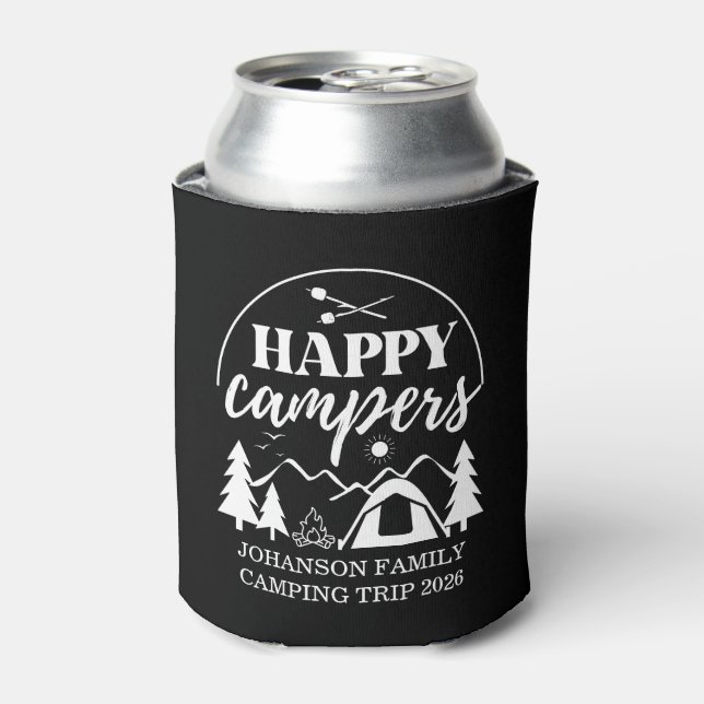 Family Camping Trip Can Cooler (Can Front)