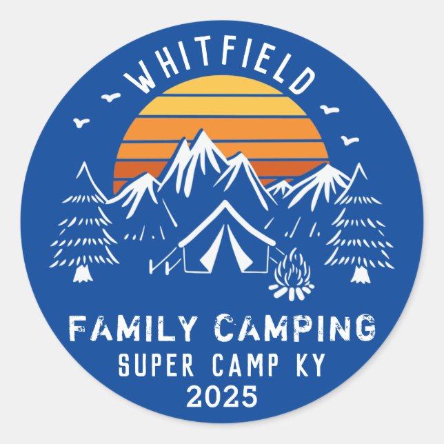 Family Camping Trip Summer Vacation Custom Classic Round Sticker (Front)
