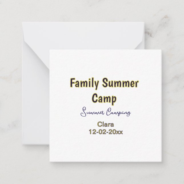 Family camping vacation custom add name dateSummer Card (Front)