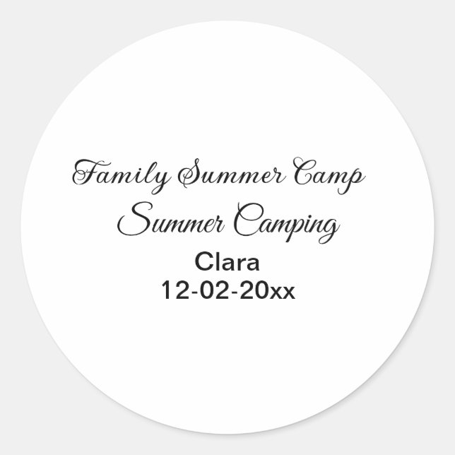 Family camping vacation custom add name dateSummer Classic Round Sticker (Front)