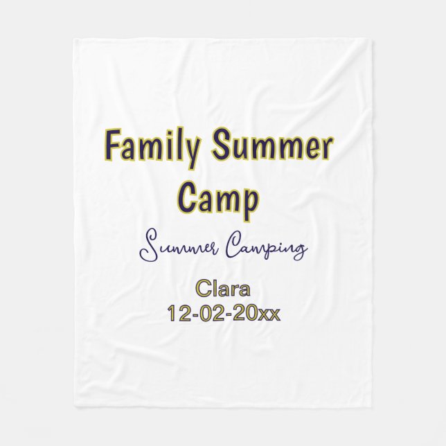 Family camping vacation custom add name dateSummer Fleece Blanket (Front)