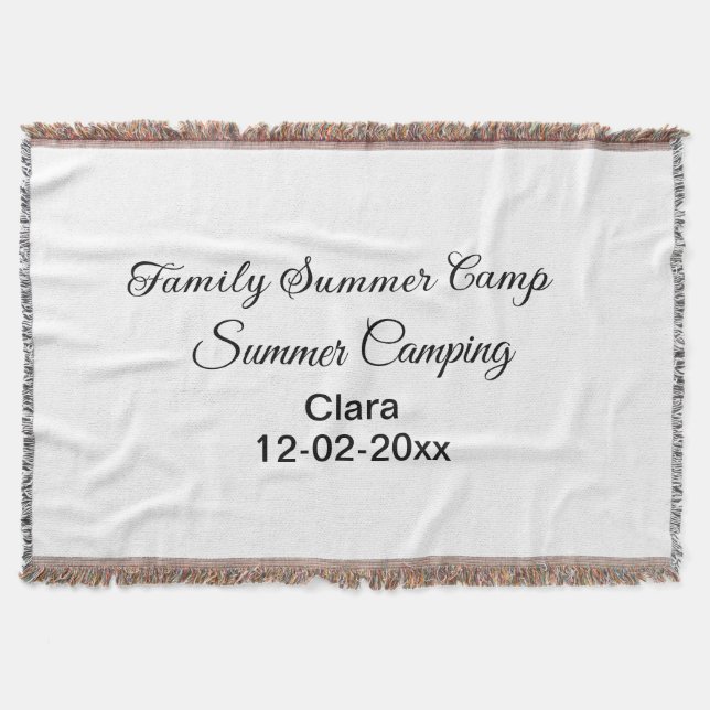 Family camping vacation custom add name dateSummer Throw Blanket (Front)