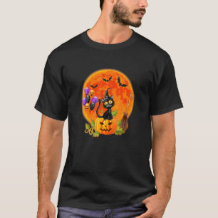 Family Cat Cat And Moon Halloween Costume Holiday T-Shirt