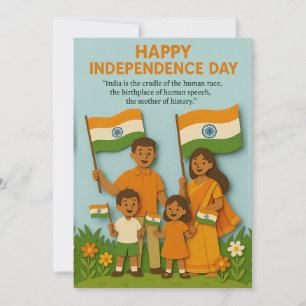 Family Celebrating India Independence Day Card