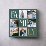 Family Chic Multi Photo Teal Foil Prints<br><div class="desc">Poster features modern photo college and Mum in foil.</div>