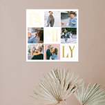 Family Chic Multi Photo White Foil Prints<br><div class="desc">Poster features modern photo college and Mum in foil.</div>