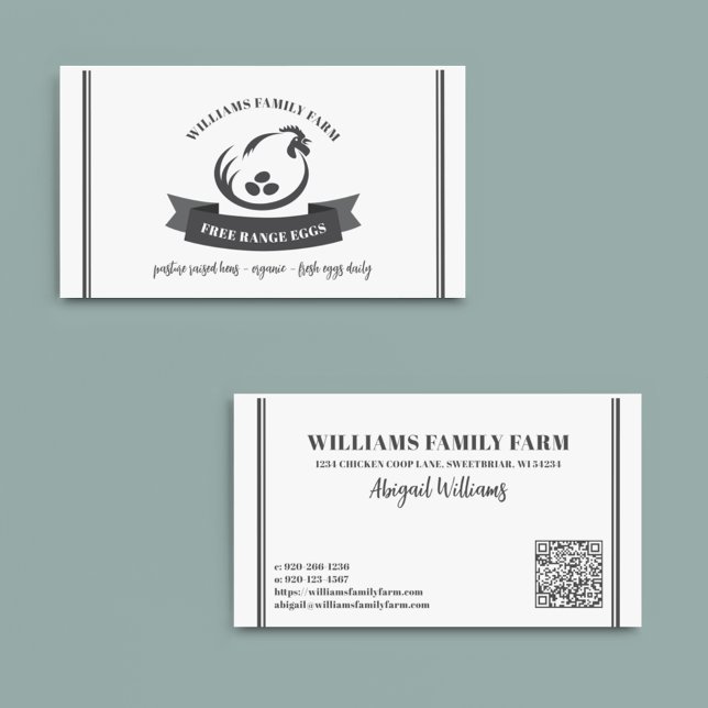 Family Chicken Farm Eggs QR Code Business Card (Creator Uploaded)