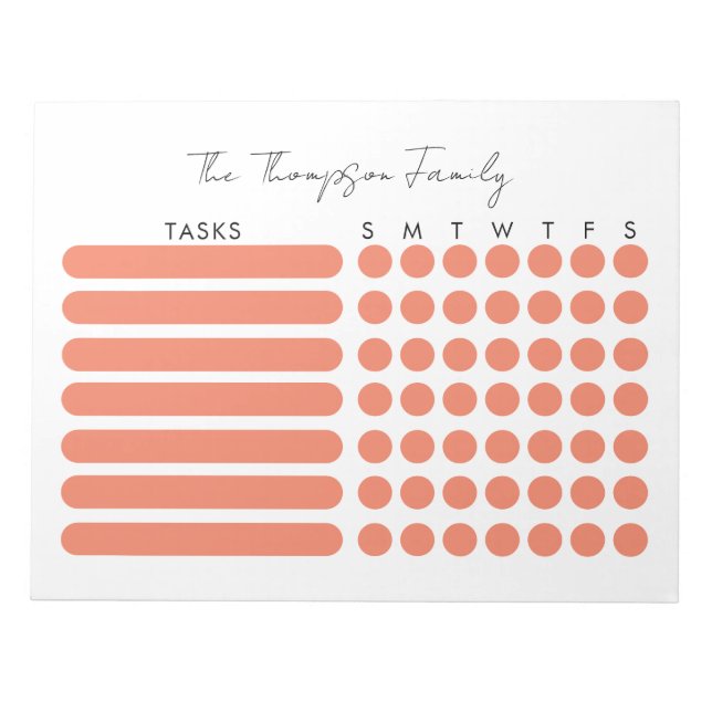 Family Chore Chart Command Centre Kids Planner Notepad (Front)