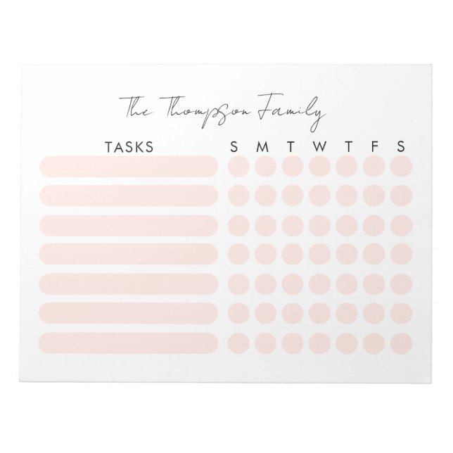 Family Chore Chart Command Centre Kids Planner Notepad (Front)