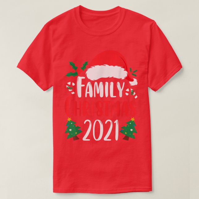 Family Christmas 2021 Matching Pajama Santa Hat  T-Shirt (Design Front)