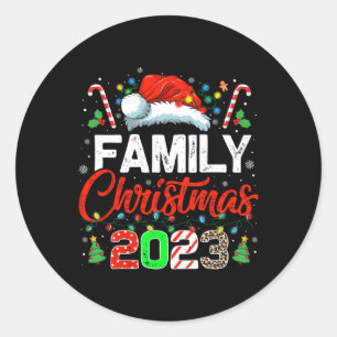 Family Christmas 2023 Matching Squad Santa Elf Fun Classic Round Sticker