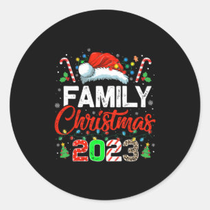 family christmas 2023 matching squad santa elf fun classic round sticker