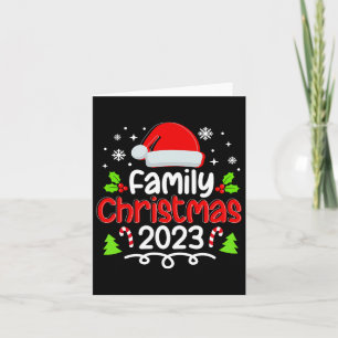 Family Christmas 2023 Santa Hat Light Pyjamas Xmas Card