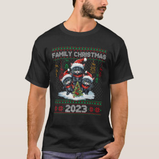 Family Christmas 2023 Sweater Ugly Black Cat Santa