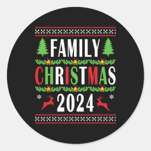 Family Christmas 2024 Funny Matching Xmas Tree Classic Round Sticker
