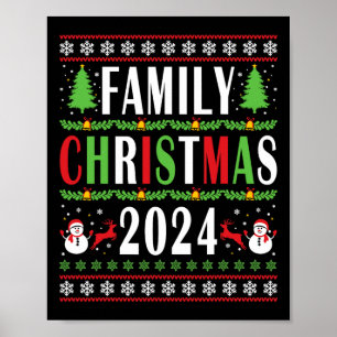 Family Christmas 2024 Funny Matching Xmas Tree Wit Poster