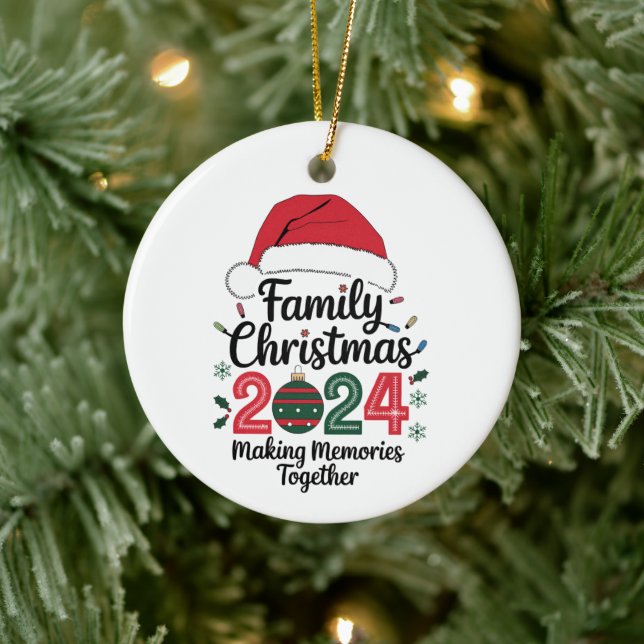 Family Christmas 2024 Making Memories Together Ceramic Ornament (Tree)