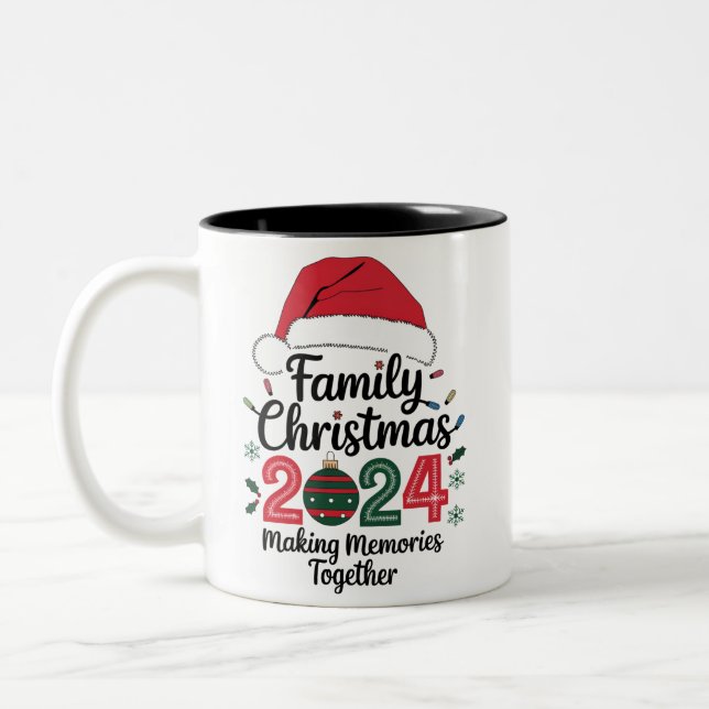 Family Christmas 2024 Making Memories Together Two-Tone Coffee Mug (Left)