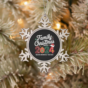 Family Christmas 2024 Matching Outfit Xmas Squad  Snowflake Pewter Christmas Ornament