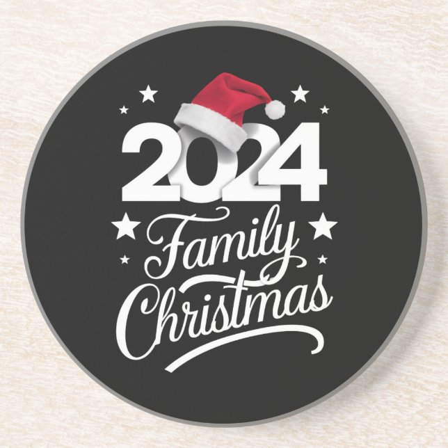 Family Christmas 2024 Matching Pajama Santa Coaster (Front)
