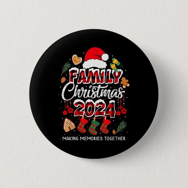 Family Christmas 2024 Matching Squad Santa Elf Fun 6 Cm Round Badge (Front)