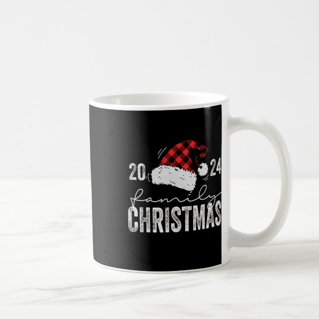 Family Christmas 2024 Santa Hat Plaid Buffalo Xmas Coffee Mug (Right)