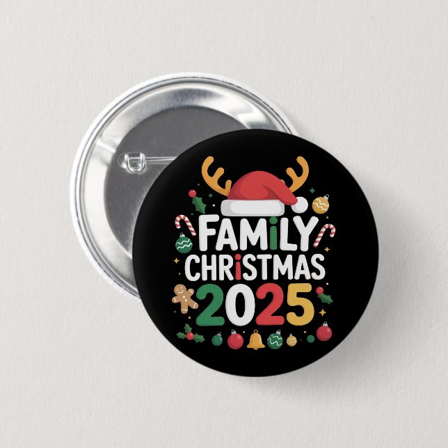 Family Christmas 2025 Crew Group Matching Family  6 Cm Round Badge (Front & Back)