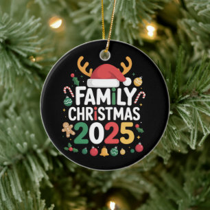 Family Christmas 2025 Crew Group Matching Family  Ceramic Ornament