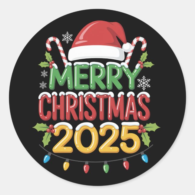 Family Christmas 2025 Crew Group Matching Family  Classic Round Sticker (Front)