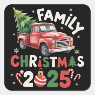 Family Christmas 2025 Crew Group Matching Family Square Sticker