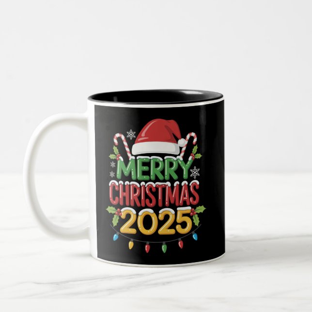 Family Christmas 2025 Crew Group Matching Family  Two-Tone Coffee Mug (Left)