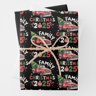 Family Christmas 2025 Crew Group Matching Family  Wrapping Paper Sheet