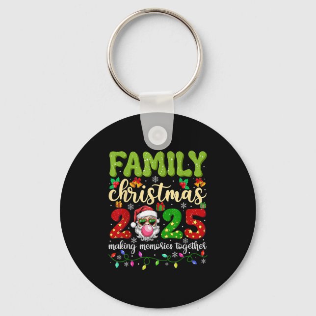 Family Christmas 2025 Funny Xmas Tees Matching Squ Key Ring (Front)
