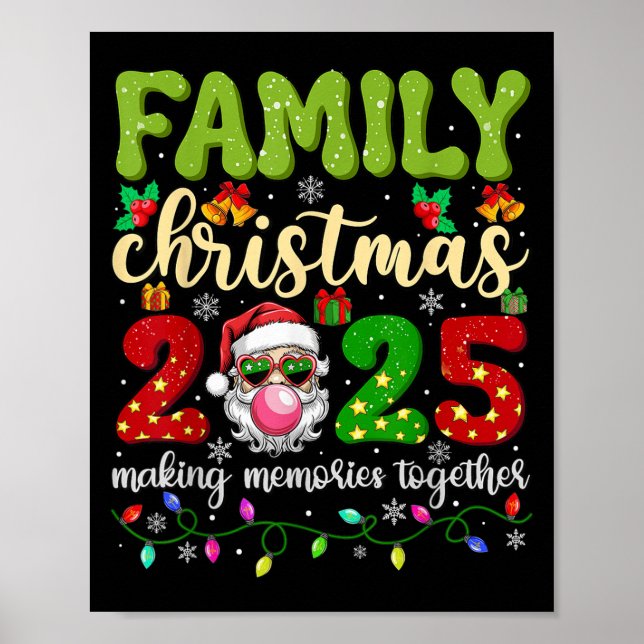 Family Christmas 2025 Funny Xmas Tees Matching Squ Poster (Front)