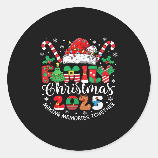 Family Christmas 2025 Making Memories Together Xma Classic Round Sticker (Front)