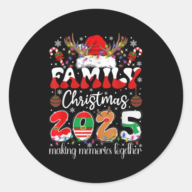 Family Christmas 2025 Matching Costume Xmas Men Wo Classic Round Sticker (Front)