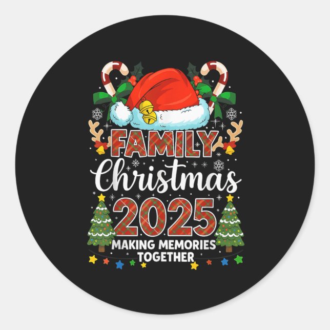 Family Christmas 2025 Matching Family Christmas Xm Classic Round Sticker (Front)