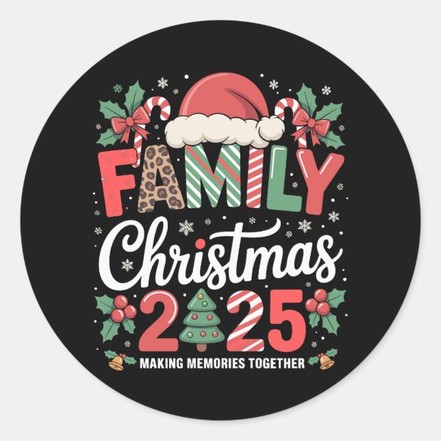 Family Christmas 2025 Matching Family Xmas Holiday Classic Round Sticker (Front)