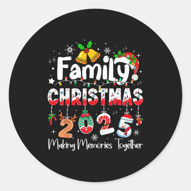 Family Christmas 2025 Matching Outfit Xmas Squad S Classic Round Sticker (Front)