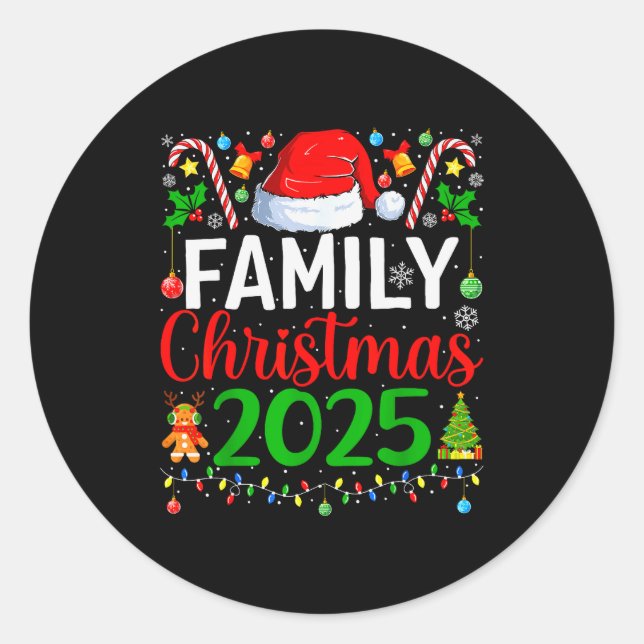 Family Christmas 2025 Matching Pyjamas Xmas Family Classic Round Sticker (Front)