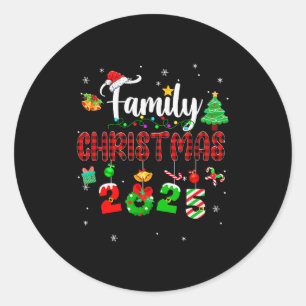 Family Christmas 2025 Matching Red Plaid Squad San Classic Round Sticker