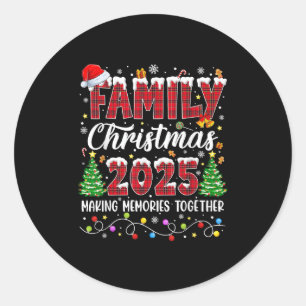 Family Christmas 2025 Matching Squad Santa Red Pla Classic Round Sticker