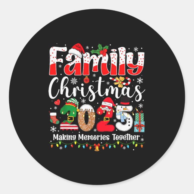 Family Christmas 2025 Matching Squad Santa Xmas Li Classic Round Sticker (Front)