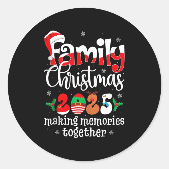 Family Christmas 2025 Matching Xmas Pajamas Christ Classic Round Sticker (Front)