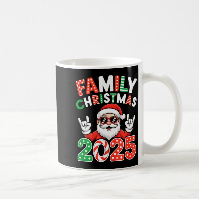 Family Christmas 2025 Rocker Santa Sungles Matchin Coffee Mug (Right)