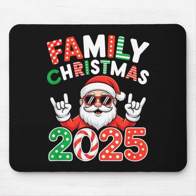 Family Christmas 2025 Rocker Santa Sungles Matchin Mouse Pad (Front)