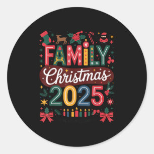 Family Christmas 2025 Squad Santa Elf Xmas Matchin Classic Round Sticker