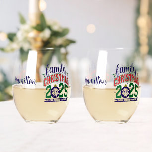 Family Christmas 2025 Stemless Wine Glass